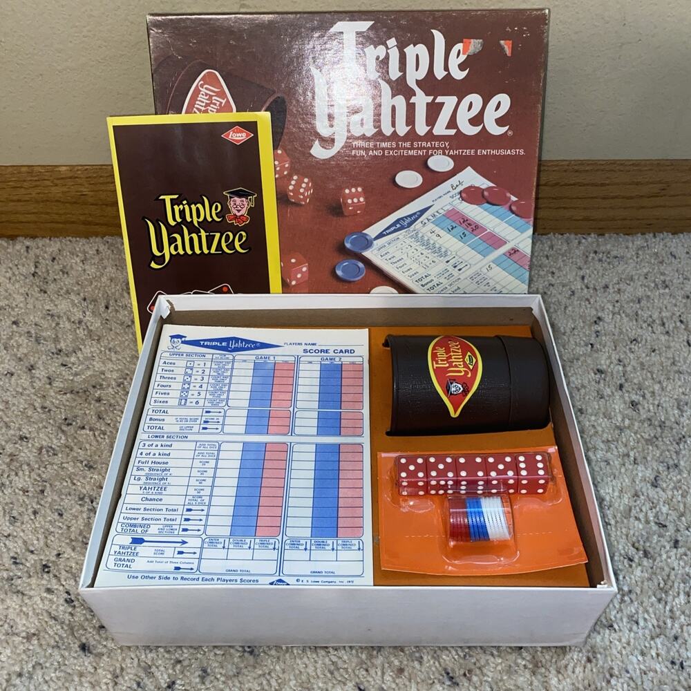 Yahtzee Game Vintage Milton Bradley / Lowe Complete 1975 Dice Game Made In USA